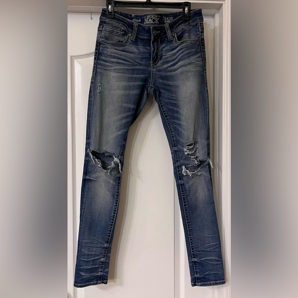 Buckle Black Fit No.53 Women’s 28x32 Skinny Ripped Distressed Jeans